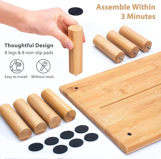 Dual Monitor Stand Riser with Drawer for Desk Laptop | Desk Shelf with Adjustable Length and Angle, Bamboo Computer Stand Riser for 2 or 3 Monitors Screen Laptop PC TV -Natural - Image 7