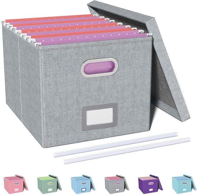 File Organizer, File Box, File Cabinet for Letter File Folder Storage, Hanging File Organizer for Office/Decor/Home,Document Organizer, 1 Pack,Gray-Box Only by Oterri