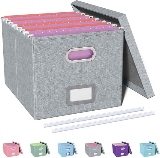 File Organizer, File Box, File Cabinet for Letter File Folder Storage, Hanging File Organizer for Office/Decor/Home,Document Organizer, 1 Pack,Gray-Box Only by Oterri