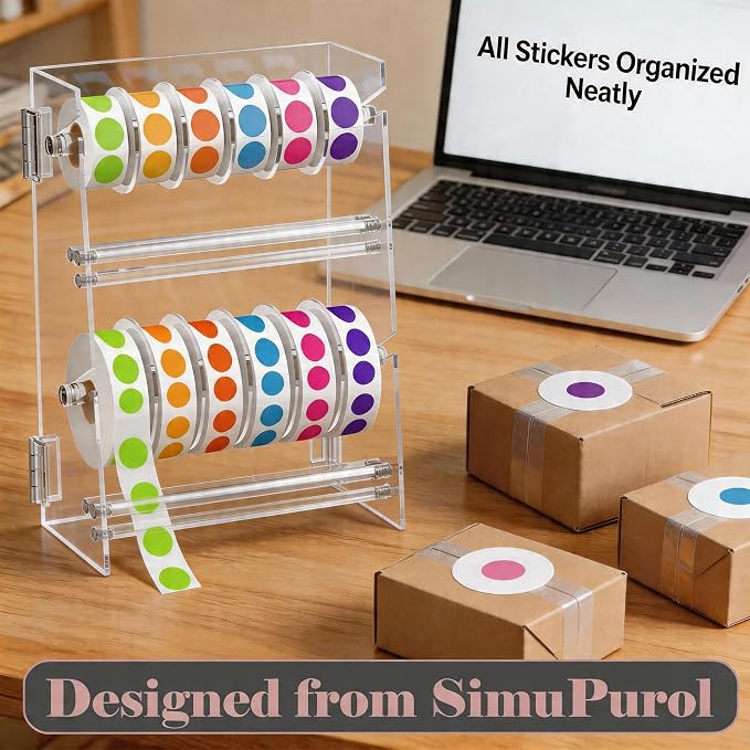 Acrylic Sticker Dispenser, Label Dispenser, Sticker Roll Holder | Double-Layer Design, 12 Roll Capacity, Adjustable Dividers, Easy Visibility, Ideal for Office, School, Craft Rooms & Home - Image 9