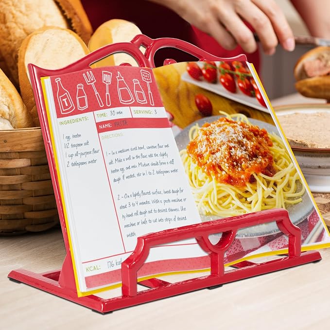 JOGREFUL Cast Iron Cookbook Stand, Kitchen Recipe Holder Love Heart Red | Heavy-Duty Book Vintage Holder, Reading Rest Holder for Easel/Counter/Books/Magazine/iPad/Bible - Image 5
