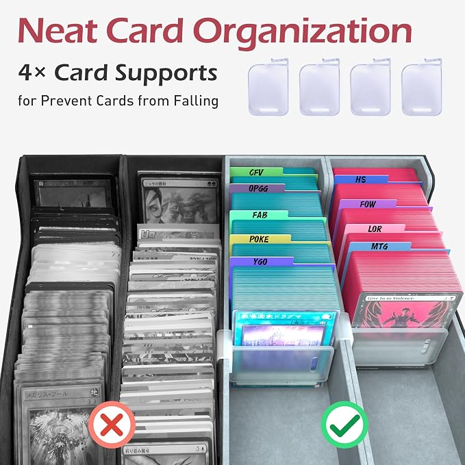 4-Row【3200+】 Trading Card Storage Box, Card Organizer Holder with 24 Dividers, Case Fit for MTG TCG Magic Commander Deck Playing Cards, Deck Box for Sport Card - Image 5