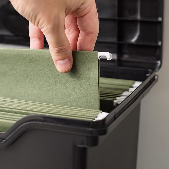 IRIS USA File Box Organizer with Lid, Letter File, Portable Handle, Black | Carry letter size files, documents and paperwork with a portable handle and secure lid for organized storage on the go - Image 6