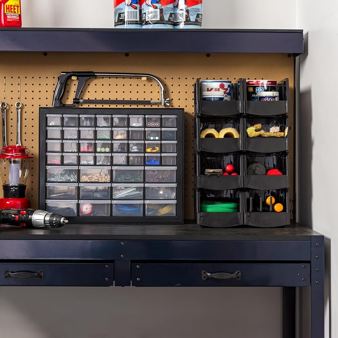 IRIS USA 44-Drawer Small Parts Storage Cabinet, Crafts, Made in USA, Black | Wall-mountable, Stackable, Building Bricks, Screws, Nuts & Bolts, Hardware, Garage Tool Storage - Image 7