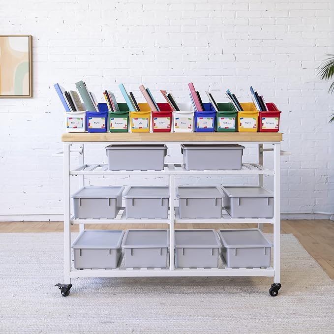 ECR4Kids Linking Plastic Storage Book Bin, Multipurpose Organization, Assorted, 10-Piece - Image 10