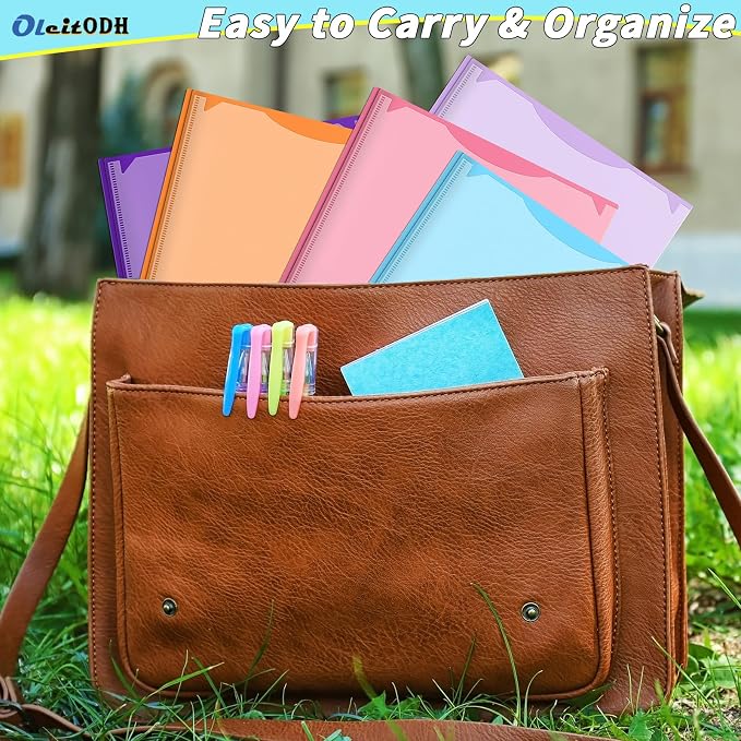 Oleitodh Plastic Folders with Pockets - 60 Pack 20 Colors & 2 Pocket Folder Bulk with 2 Business Card Slots, Heavy Duty File Folders for School Home Office and Business - Image 8