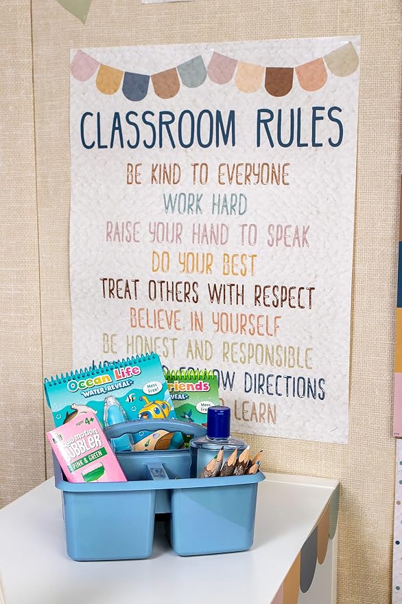 Teacher Created Resources Light Blue Portable Plastic Storage Caddy 6-Pack for Classrooms, Kids Room, and Office Organization, 3 Compartments - Image 5