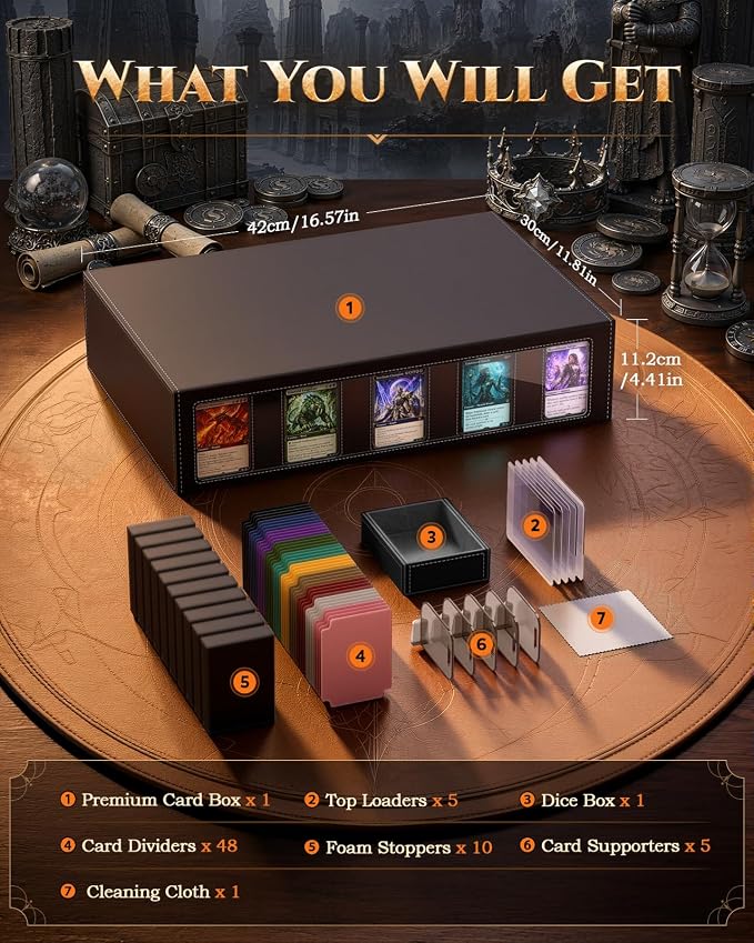 MoKo Trading Card Storage Box for MTG, 3900+Capacity, Black Gray | Card box with Dice Tray, Commander Display & Handle, Top Loaders Organizer Case, For Magic Game, TCG PTCG Sport Cards - Image 3