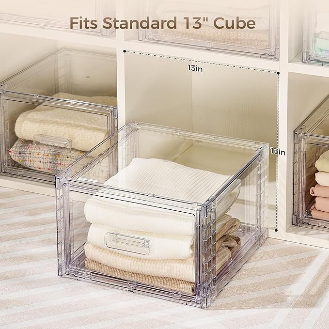 Vtopmart 2 Pack Clear Stackable Storage Drawers 15QT | Easily Assemble Closet Organizers,Plastic Storage Bins for Bathroom,Cabinet,Kitchen Pantry,Under Sink Organization(Medium) - Image 7