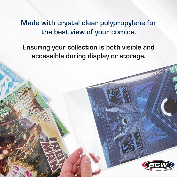 BCW Current/Modern Comic Bags - 100 ct | Acid-Free Modern Comic Bags for Current Issues | Exterior 6 7/8 x 10 1/2 inches | Crystal Clear Protection for Your Comic Collection - Image 6