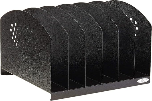 Safco 3155BL Steel Desk Organizer Rack with 6 Vertical Sections, Black by SafcoProducts