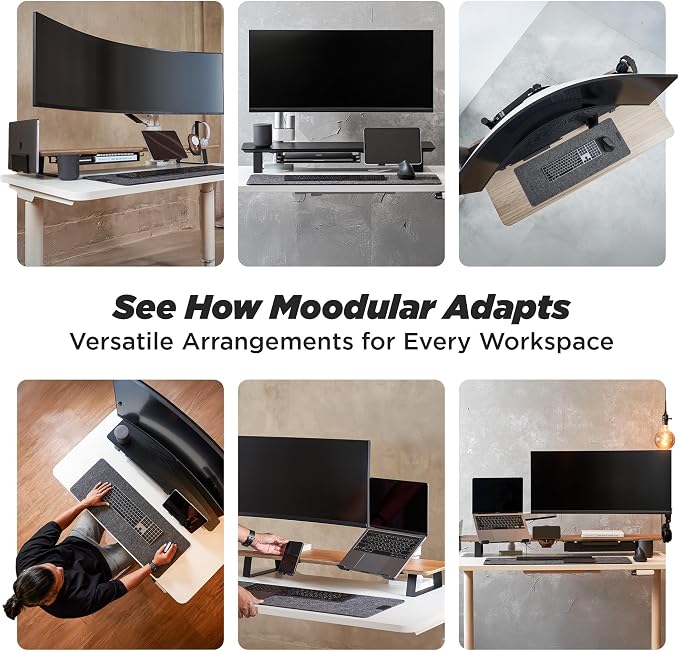 Moodular Vertical Laptop Tray Add-On for Rails, Do Not Use Alone | Accessory Only, Clamshell Mode, Fits Laptops & Tablets Under 0.7", Saves Desk Space, Felt-Lined, Steel, Black, MSA-VLT - Image 6