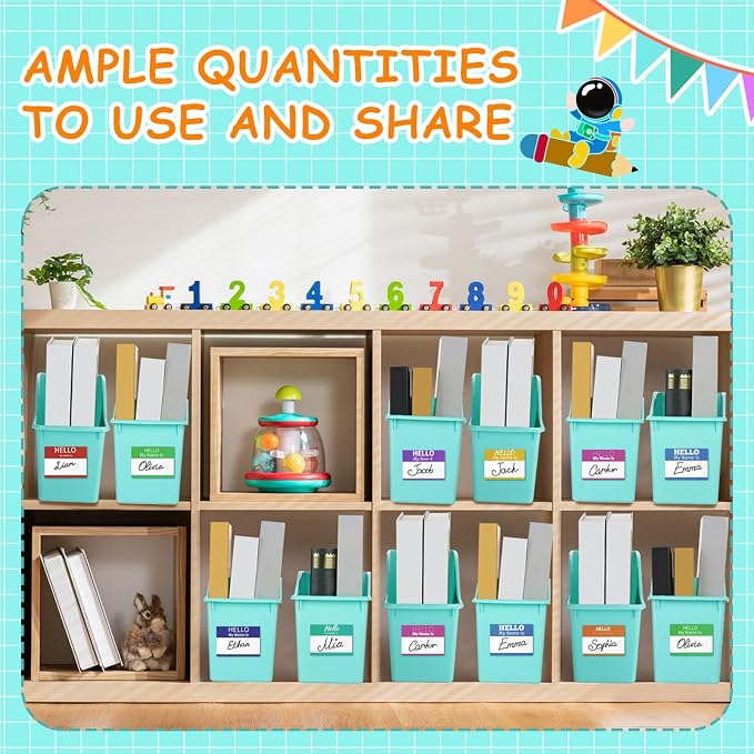 12 Pcs Book Bins for Classroom Plastic Binder Holder Magazine Stuff Folder File Organizer Box for Home Office School Supplies (Water Blue) - Image 4