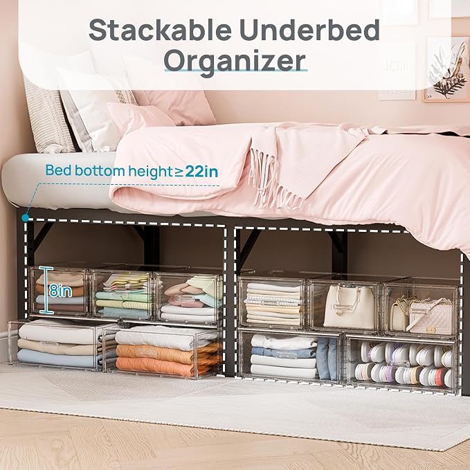 Vtopmart 5 Pack Large & Medium Storage Stackable Drawers Set | Easy Assembly Clear Plastic Storage Cabinet, Durable Dresser for Closet, Bedroom, Entryway, Playroom & Apartment Organization - Image 6