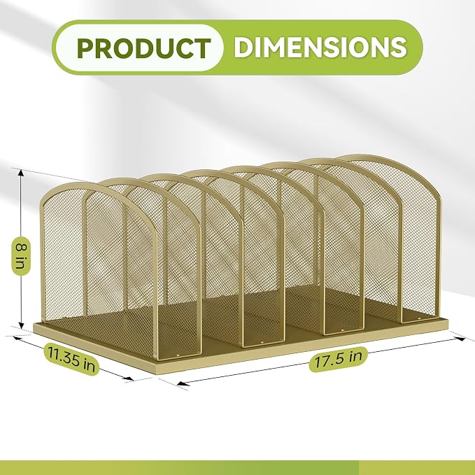 Desk File Organizer Vertical 7 Sections Mesh File Sorter Paper Storage Organizer for Desk, Office Organization File Holder Rack, Gold - Image 2
