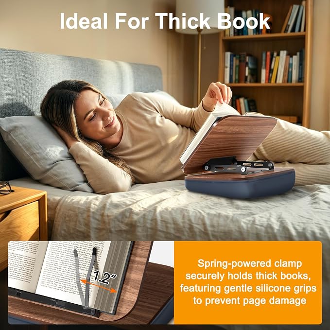 Lap Bean Bag Book Holders for Reading Hands Free, Adjustable Book Stand | Hands-Free Reading Pillow Stands with Page Clips, Book Holder Rest for Bed Desk Couch, Recipe Kitchen Readers Lovers Gifts - Image 8