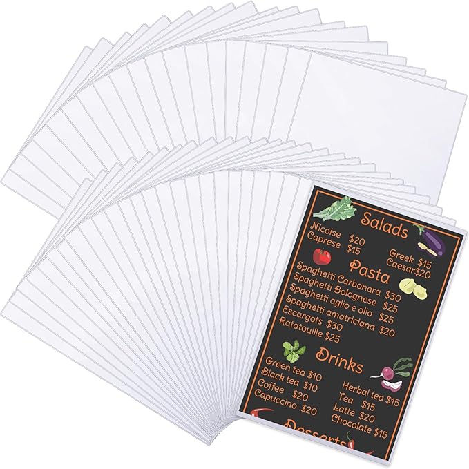 45 Pcs 8.5" x 14" Clear Plastic Menu Sleeves Covers Legal Size for Restaurant Menu Protector, 8.5" x 14" Rigid Print Protectors, Clear Hard Plastic Protective Sleeves Covers by Henoyso