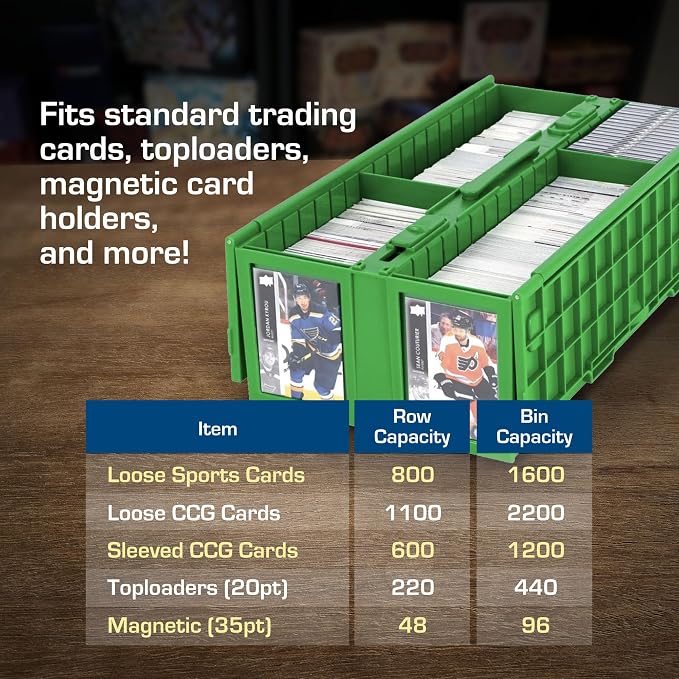 BCW Collectible Card Bin - Holds up to 1600 Cards | Large Card Storage Box for Loose Trading Cards | Pokemon, MTG, and Sports Card Storage Boxes | Sorting Card Box (Green, Single) - Image 5