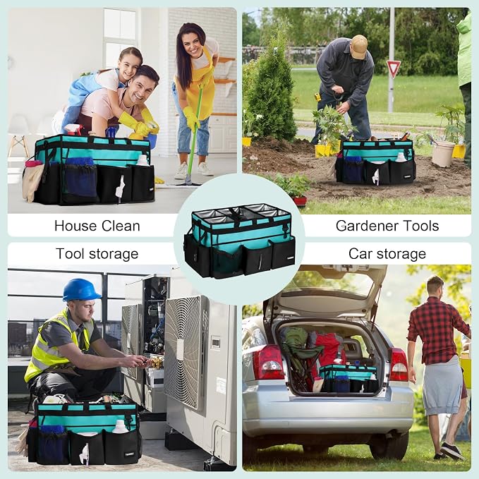 Extra-Large Wearable Cleaning Caddy With Detachable Divider,Cleaning Caddy For Cleaning Supplies Large Cleaning Supply Caddy With Adjustable Shoulder Strap & Waist Belt For Cleaners,Mint Green - Image 6