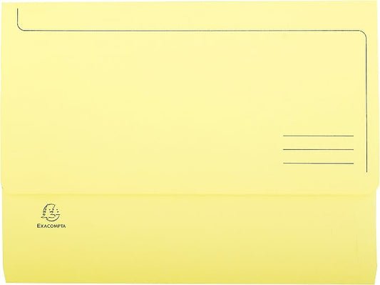 Exacompta - Ref 46779E - Super A4 Document Wallets - 245 x 325mm in Size, Suitable for A4 Documents, 3cm Expansion Gusset, 220gsm Card, PEFC-Certified - Yellow (Pack of 50) by +Office+Supplies