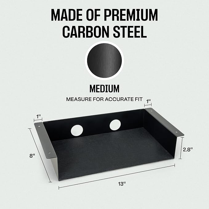 COREMINDED Under Desk Storage Shelf - Carbon Steel Under Desk Tray with Cable Management, Mountable Add-On Shelf for Table & Office Desks (13" x 8" x 2.8") - Image 2