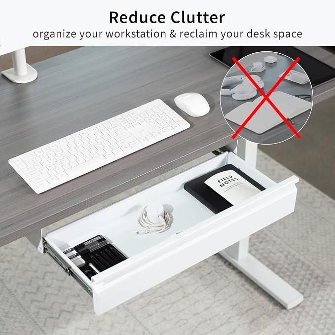 VIVO White 22 x 9 inch Under Desk Slide Out Drawer, DESK-AC03A-22W | No Shell, Sturdy Steel Design, Under Desk Storage, Workstation Organizer for Home Office, Holds 11 lbs - Image 7