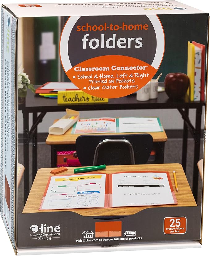 C-Line Classroom Connector School-to-Home Folders, Orange, 25 per Box (32002) (Pack of 6) - Image 4