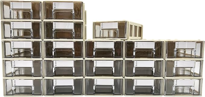 Stackable Storage Drawers Set of 20 with Dividers and Paper Labels - Image 6
