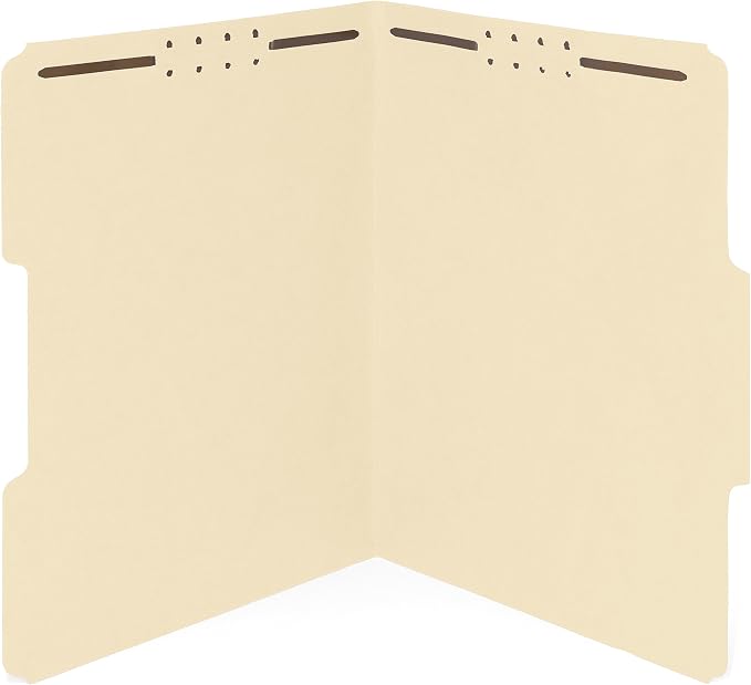 Blue Summit Supplies 50 Manila Fastener File Folders, Letter, 1/3 Cut Tab | Durable 11pt manila paper, reinforced 1/3 cut tabs, 2 prong fasteners, medical, law client and office files by BlueSummitSupplies