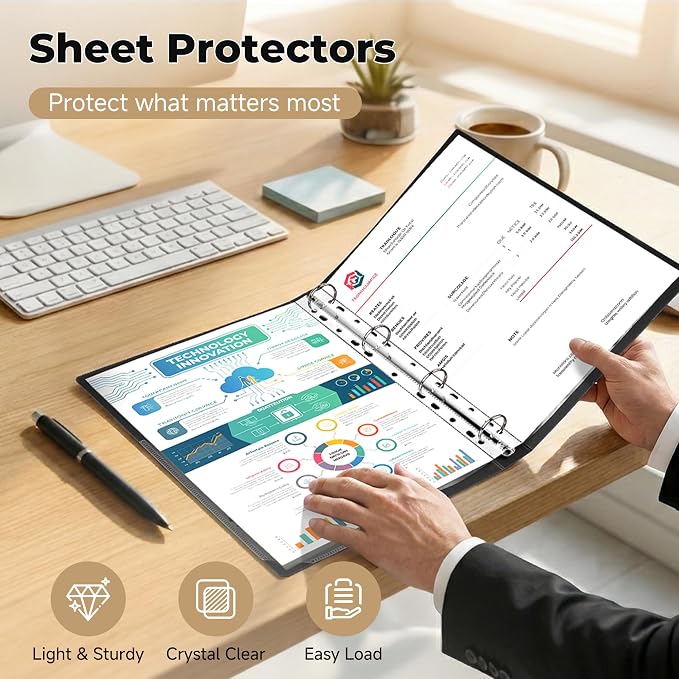 Pauuooa 120 Pack Clear Sheet Protectors 8.5 × 11 Inch, Plastic Page Sleeves for 3 Ring Binder, Transparent Letter‑Size Document Covers, Top Loading, for Paper Documents, Home, School and Office Use - Image 2