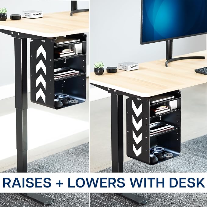 VIVO Under Desk Storage Cabinet, High Capacity Shelving Unit with Height Adjustable Shelves, Holds 44 lbs, Black, DESK-SC01 - Image 6