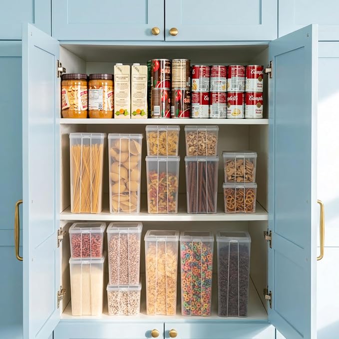 IRIS USA Food Storage Containers Set, 8 Pack Combo Set, Food Grade Plastic | BPA-Free, Clear View, Flip Top Lid, Stackable, For Snacks, Cereal, Pasta, Flour, Sugar - Image 6