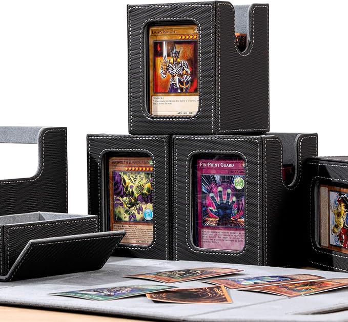 Card Storage Box MTG Deck Box, Trading Card Storage Box, Commander Deck Box, 500+ Double-Sleeved Cards, TCG Sports Card Storage, MTG Commander Deck Box (Black & Grey) - Image 4