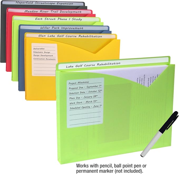C-Line Write-On Poly File Jackets, Straight Tab, Letter Size, Assorted Colors, 25/Box - Image 3
