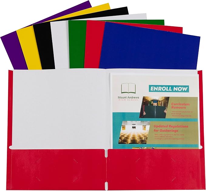 C-Line Two-Pocket Paper Portfolio, 1 Case of 100 Folders, Assorted Colors (05300-100) by C-Line