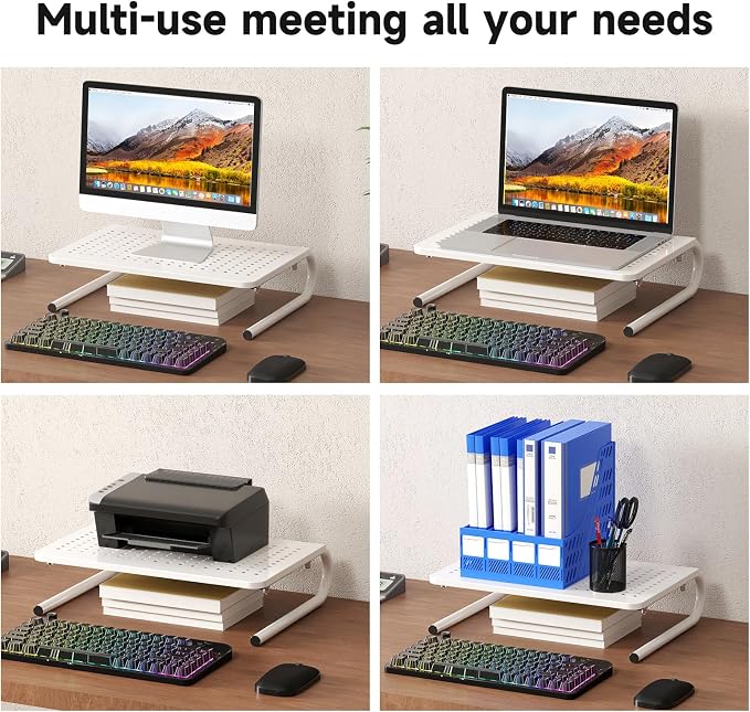 suptek Monitor Stand Riser for Computer,Laptop,Printer, Notebook and All Flat Screen Display with Vented Metal Platform and 4 Inches Height Underneath Storage,White(MST004W) - Image 5