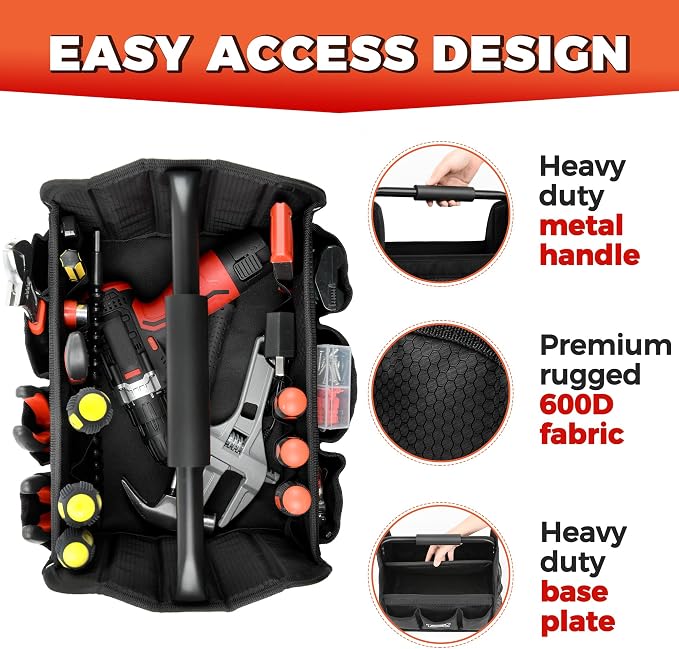 Detailing Caddy Organizer with Handle - Storage, Cars, & Cleaning Caddy for Supplies, Tools, & Home Improvement - Heavy Duty Car Detailing Supplies With Multi-Pockets & Collapsible Tote Design - Image 6