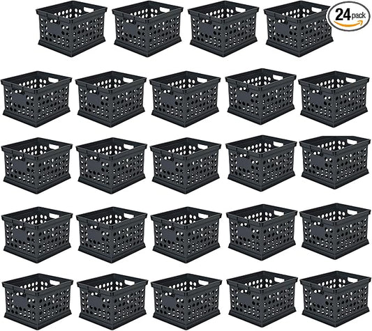 Sterilite Storage Crate Bin File Organizer for Home & Office,Black, 24-Pack | Heavy-Duty and Stackable Plastic Boxes and Containers for Desk, Cabinet, Dorm, Garage, or Utility Organization by Sterilite