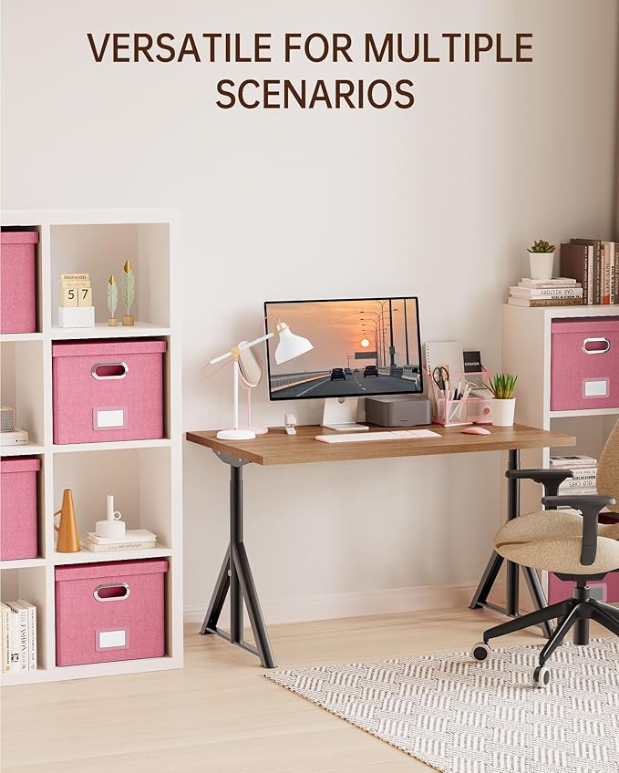 File Organizer, File Box, File Cabinet for Letter File Folder Storage, Portable Storage Bins with Lids for Office/Decor/Home, 1 Pack, New-pink-Box only - Image 6