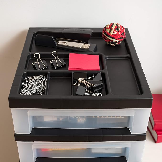 IRIS USA MC Plastic Storage Drawer, Rolling Cart with Organizer Top, 10, Black - Image 6
