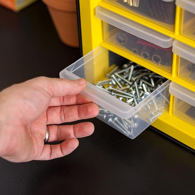 IRIS Plastic Hardware Storage Drawer, 44 Drawer Parts Cabinet - Yellow | Wall-mountable, Stackable, Building Bricks, Screws, Nuts & Bolts, Hardware, Garage Tool Storage - Image 5