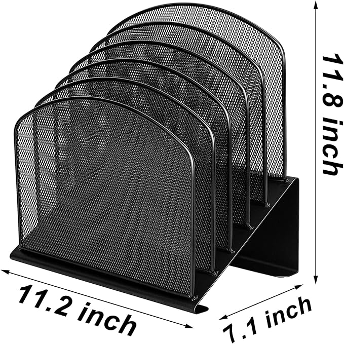 Desktop File Organizers 2 Pack Inclined Document Holders 5 Section Office Supplies Mesh Vertical File Sorters Metal File Storages (2) - Image 2