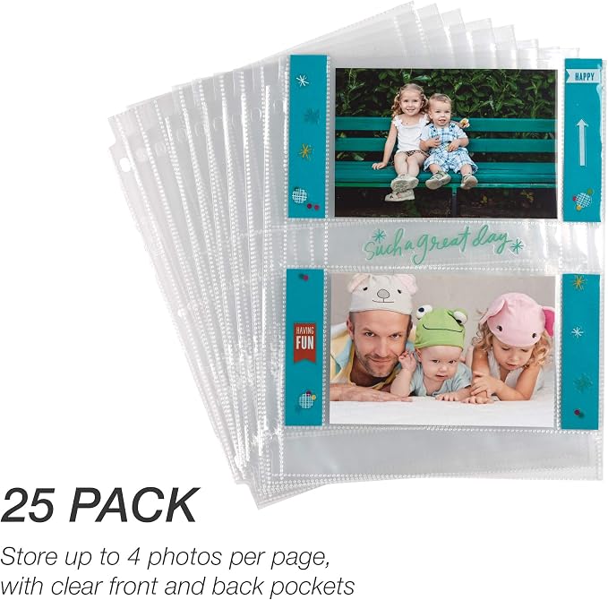 Samsill 4x6 Photo Pages for 3-Ring Binder 4x6, 25 Pack, Holds 100 Pictures, Each 2-Pocket Photo Pages Hold Four 4 x 6 Pictures, 4x6 Photo Pockets, 4x6 Photo Sheet Protector - Image 7
