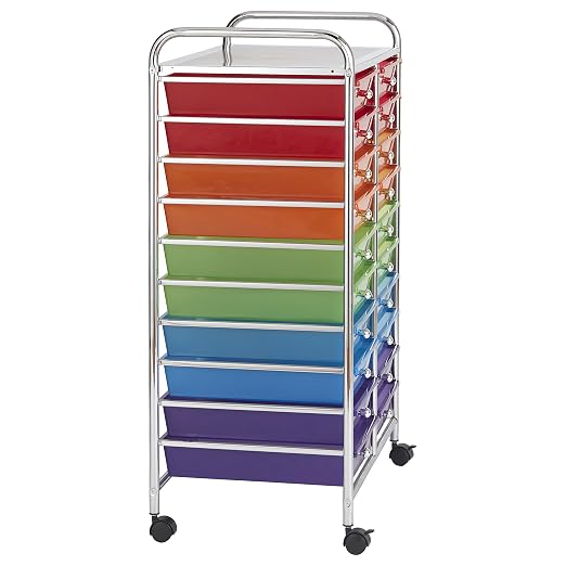ECR4Kids 20-Drawer Everyday Mobile Storage Utility Cart, Craft Organizer, Assorted - Image 7