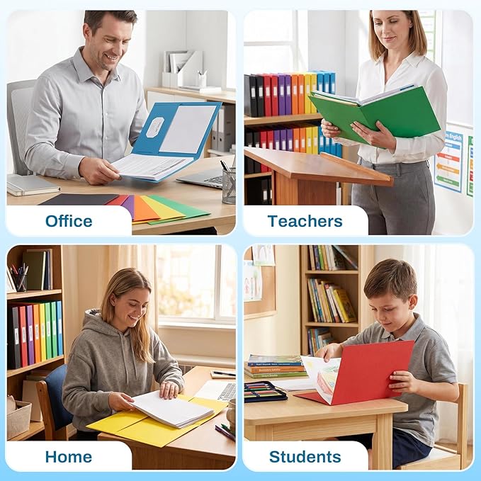 SUNEE Folders with Pockets(125 Pack, Assorted Colors), 2 Pocket Folders Fit Letter Size Paper, Paper File Folder for School Office Home Bussiness - Image 6