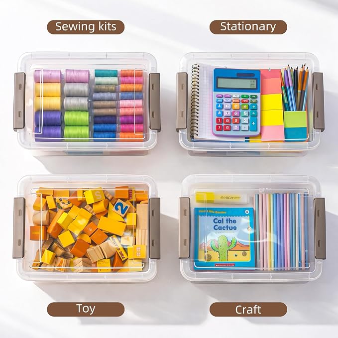 Citylife 3 PCS Plastic Storage Bins with Latching Lids Portable Project Case Clear File Box Stackable Storage Containers for Organizing B5 Paper, Photo, Document, Scrapbook - Image 7