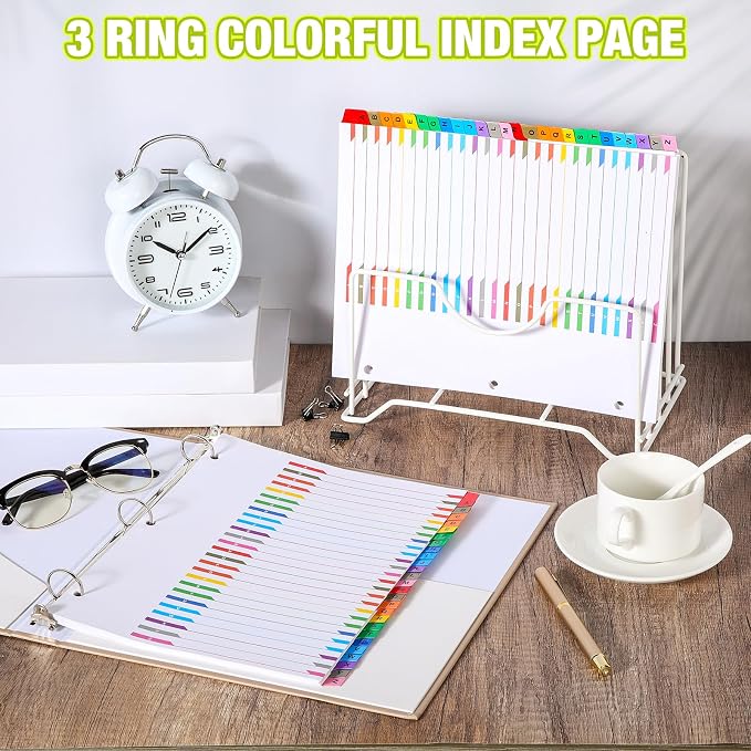 Sinload 6 Set A-Z 26 Tab Dividers for 3 Ring Binders, 8.5 x 11 Inch Alphabet Binder Divider a to Z Divider with Multicolor Alphabetical Tab Alphabetical File Divider for Page Notebook File - Image 6
