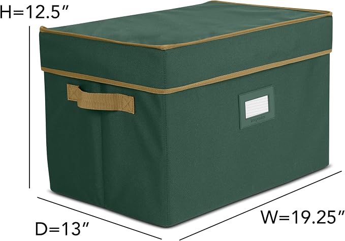 Covermates Keepsakes Adjustable Ornament Storage Box – Heavy-Duty Polyester, Padded Dividers & FlexGrid Trays – Protective Holiday Organizer with Stackable Walls & Label Window, Green - Image 3