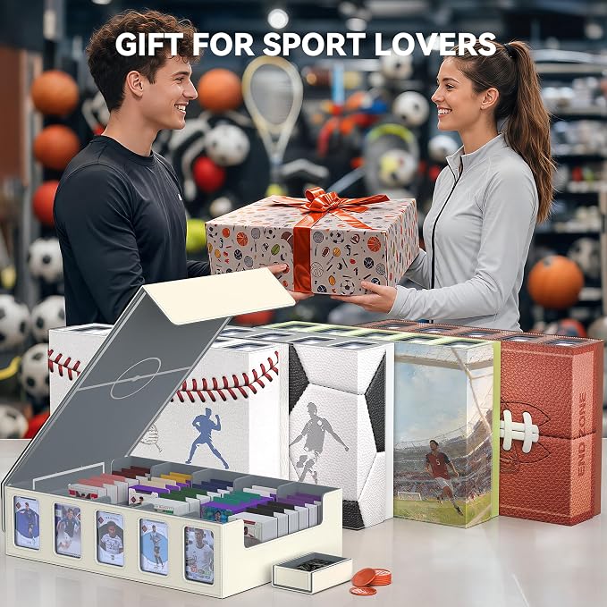 Kabinka Soccer Card Storage Box with Window Display, 5-Row Sport Card Storage Box, 3900+ Card Deck Box for Soccer Sports Card TCG, 5 Top Loaders, 5 Stoppers, 48 Dividers, 1 Dice Tray (Soccer 2) - Image 7