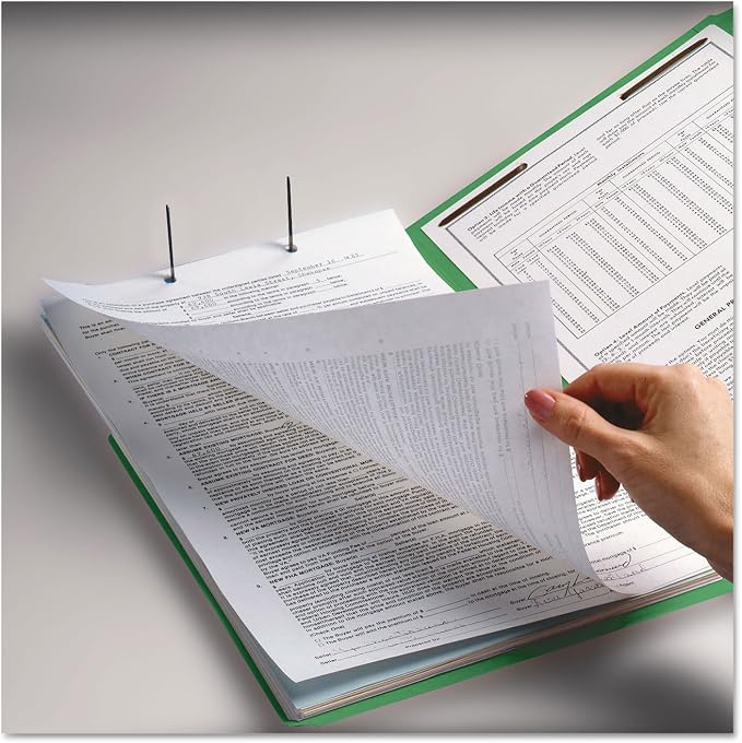 Smead Fastener File Folders, Reinforced 1/3-Cut Tabs, 2 Fasteners, Letter Size, Green, 50 per Box (12140) - Image 2